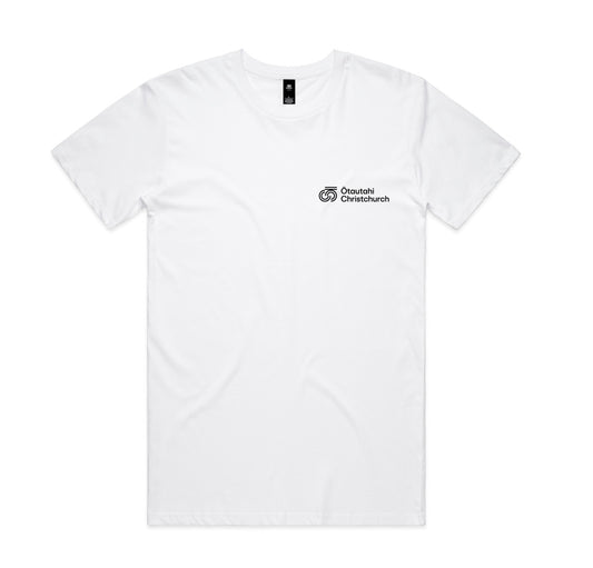 UNISEX TEE - White with small Black print